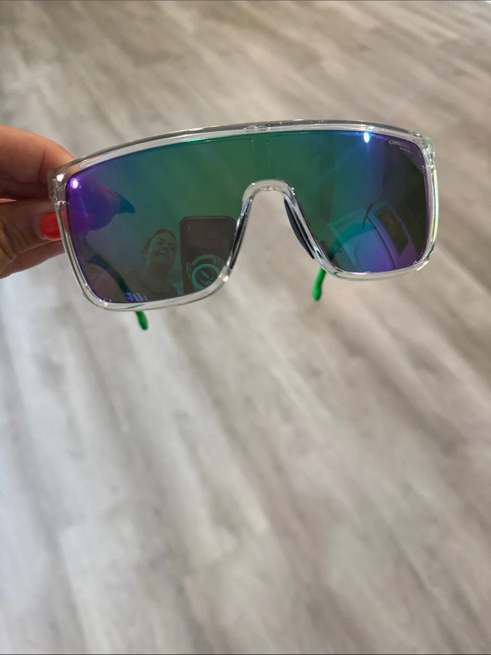 Carrera Unisex Mirrored Shield Sunglasses in Green/Purple